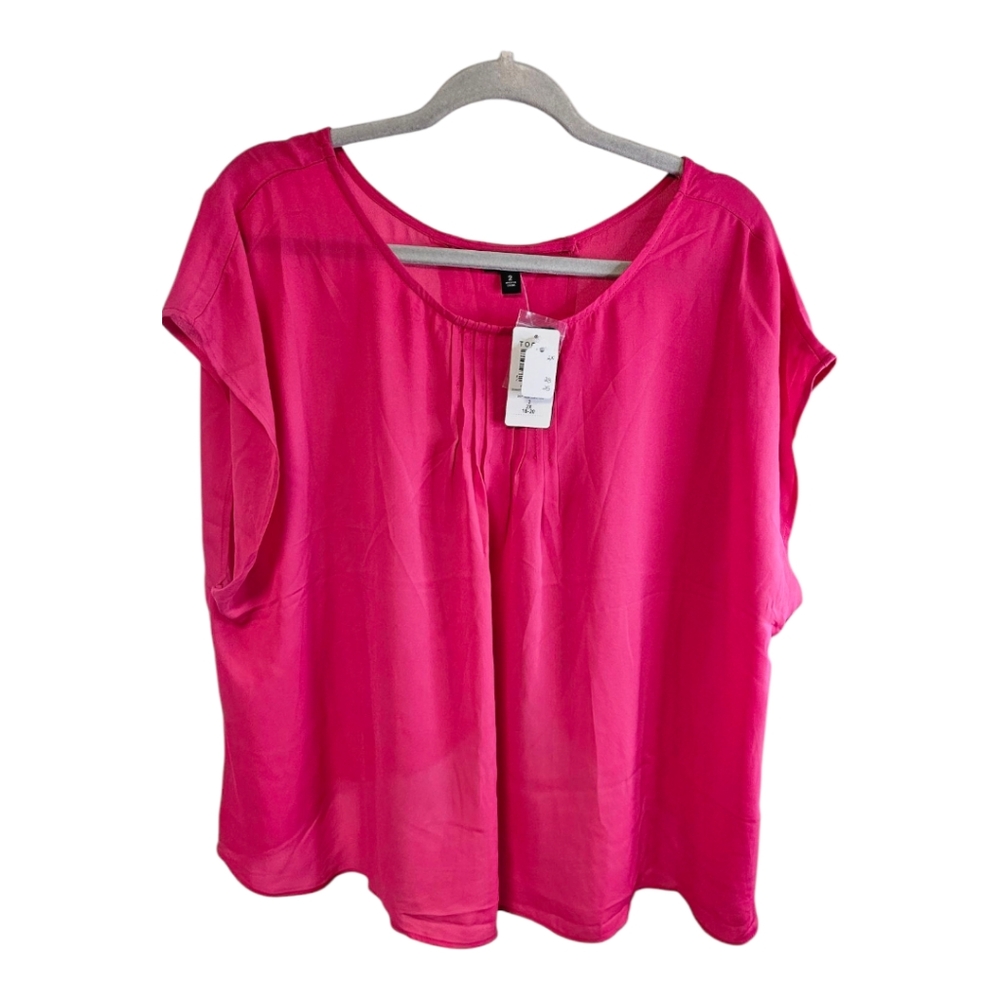 Torrid Pink Boxy Short Sleeve Blouse Tulip Back